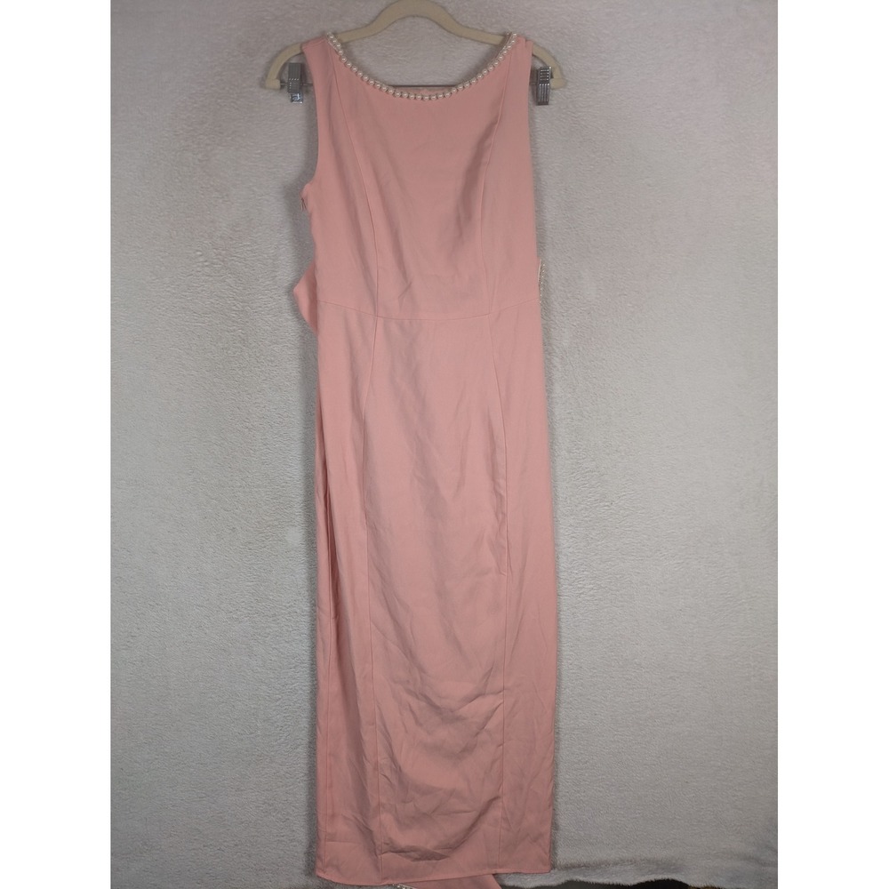 NEW Floreya Maxi Dress Women's Small Pink Pearl Embellished Back Bow Gown
